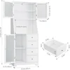 64'' Tall Kitchen Storage Cabinet, Kitchen Hutch with Microwave Stand, Pantry Cabinet with Adjustable Shelves, for Kitchen 2