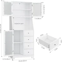 64'' Tall Kitchen Storage Cabinet, Kitchen Hutch with Microwave Stand, Pantry Cabinet with Adjustable Shelves, for Kitchen 2