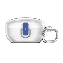 Shockproof Clear Protective Earbud Case with Secure Lock & Carabiner (Ivory)