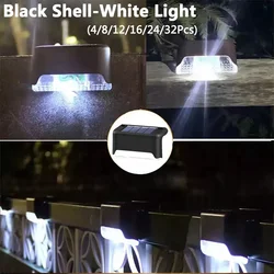 Pack of Solar Waterproof LED Outdoor Deck and Step Lights - 32Pcs (Black Shell - White)