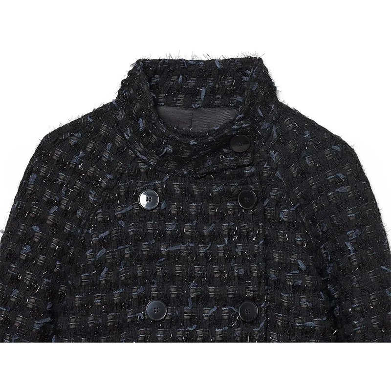 Women Jacket 2025 New Fashion Texture Short Jackets Coat Long Sleeve Double-Breasted Female High Street Casual New Outerwear ﻿