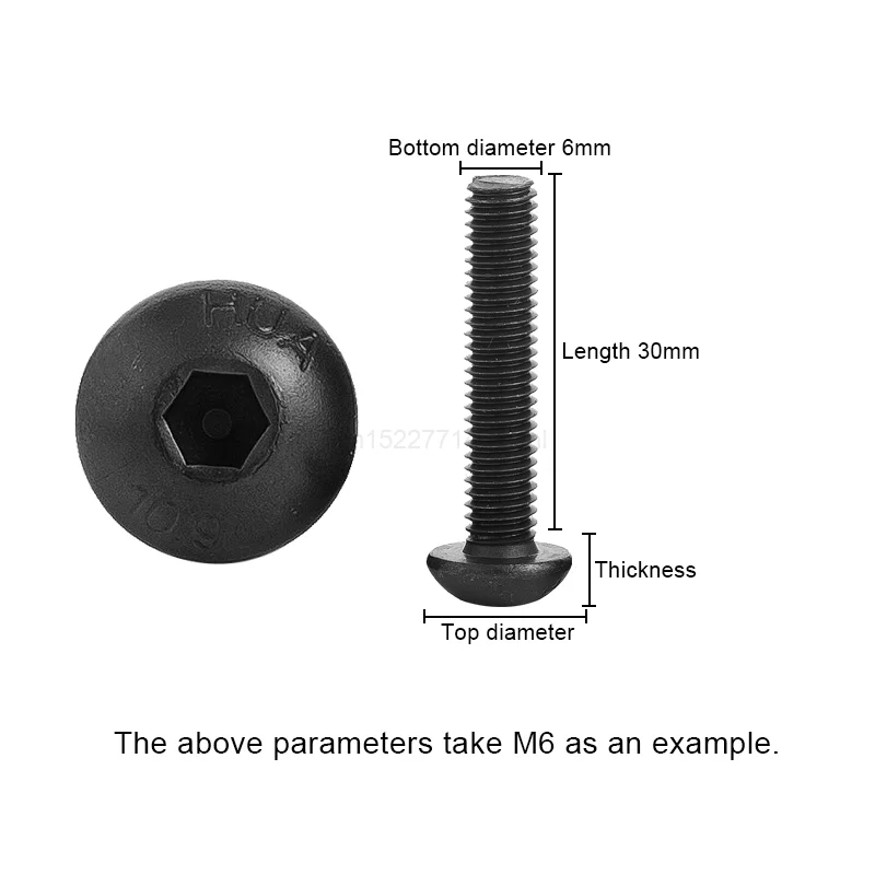 10-50pcs/lot ISO7380 Hex Screw M2 M2.5 M3 M4 M5 M6 M8 Black Button Head Hex Socket Cap Screw Hexagon Socket Round Head Screws