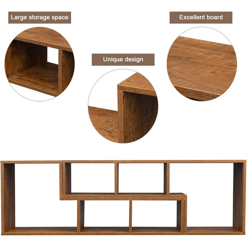 Cube Bookshelf 2 Shelf Bookcase L-Shaped TV Console Stand Modern Entertainment Center with Open Storage Shelves 6