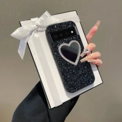 Luxury Glitter Mirror Diamond Rhinestone Soft Case - Shiny Shockproof Back Cover - Google Pixel 8 Pro (Black)