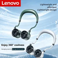 Ventilateur de cou portable Lenovo 5000 mAh rechargeable, rafraîchisseur d'air portable avec affichage numérique USB pour sports de plein air et voyages 2026 2