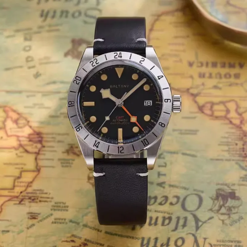 Baltany Per Seiko Nh34 Gmt Orologio Replica Meccanico Automatico Da Uomo Vintage Snowflake Needle 39Mm Orologi Da Polso Da Lavoro