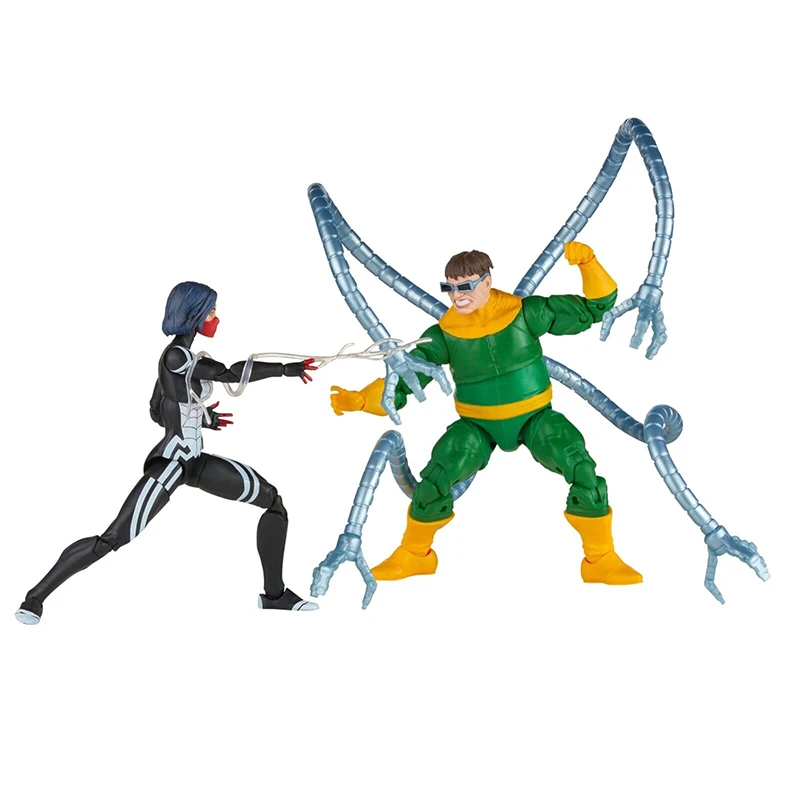 Marvel Legends Series Spider-Man 60th Anniversary Marvelâ€™s Silk and  Doctor Octopus 2-Pack 6-inch Action Figures, 9 Accessories (  Exclusive)