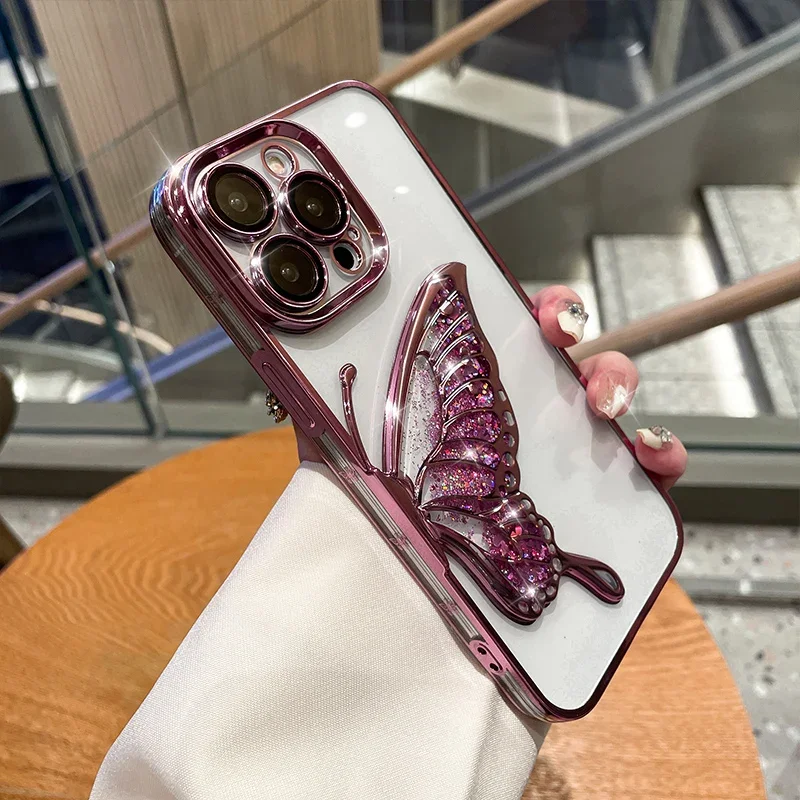 Luxury Glitter Quicksand Butterfly Clear Phone Case