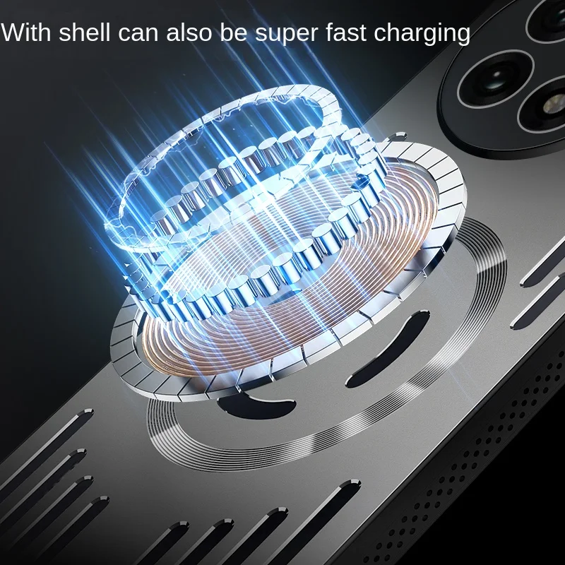 Premium Hard Metal Heat Dissipation Magnetic Wireless Charging Protective Back Cover