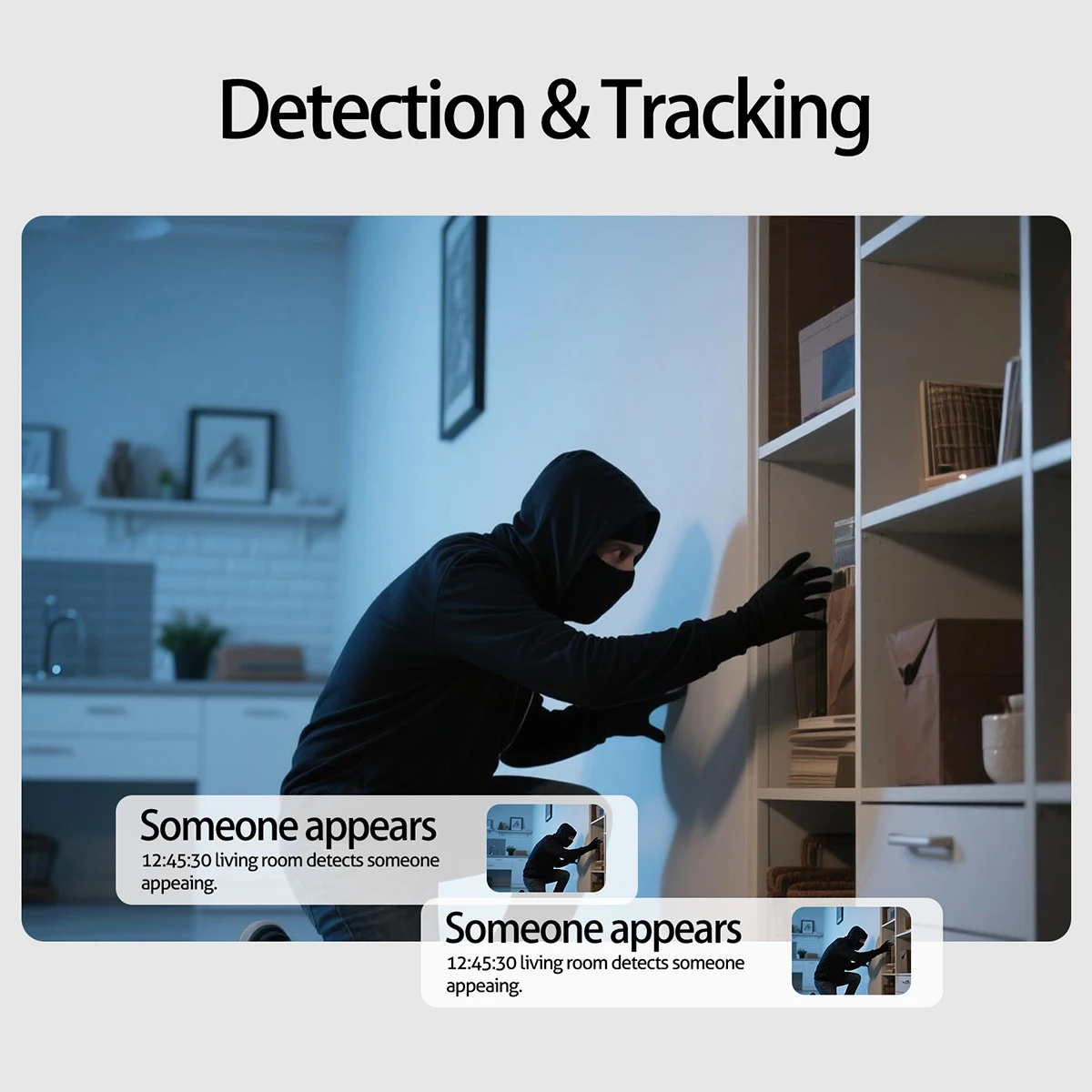 Lifestyle image showing the clock camera on a bedside table