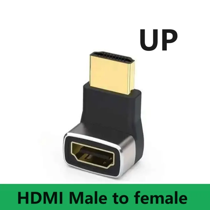 HDMI 2.1 암수 어댑터, HDTV 미니 마이크로 엘보, 90 도 오른쪽 리프트 업 다운, 암수 커넥터 컨버터, 8K60HZ