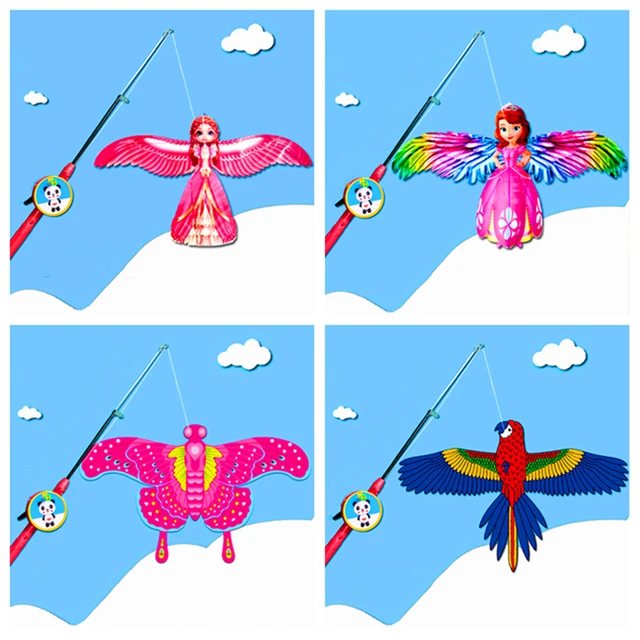 free shipping PE mini kites flying for children kite fishing rod dynamic  wing eagle kite toys Novelty toy kites for kids - AliExpress