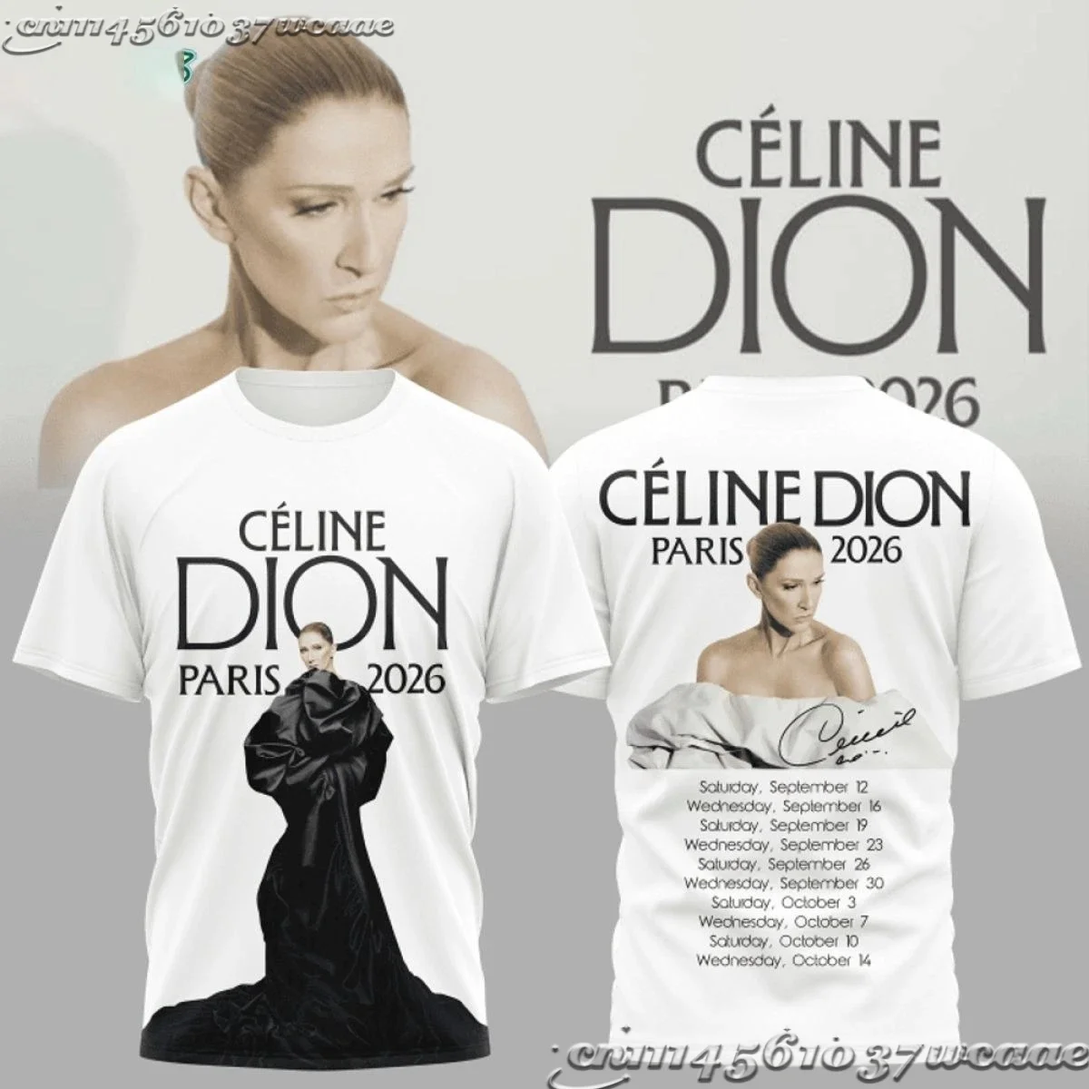 2026 Celine Dion Paris Fan-Tour Geschenk-T-Shirt Sommer Neue Mode Herren-T-Shirt Pop-Musik Streetwear Hip-Hop-T-Shirts Familien-Set