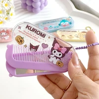Sanrio Hello Kitty Folding Mirror W/Comb Cinnamoroll Kuromi Melody Mini Portable Makeup Mirror Kid Gifts 1