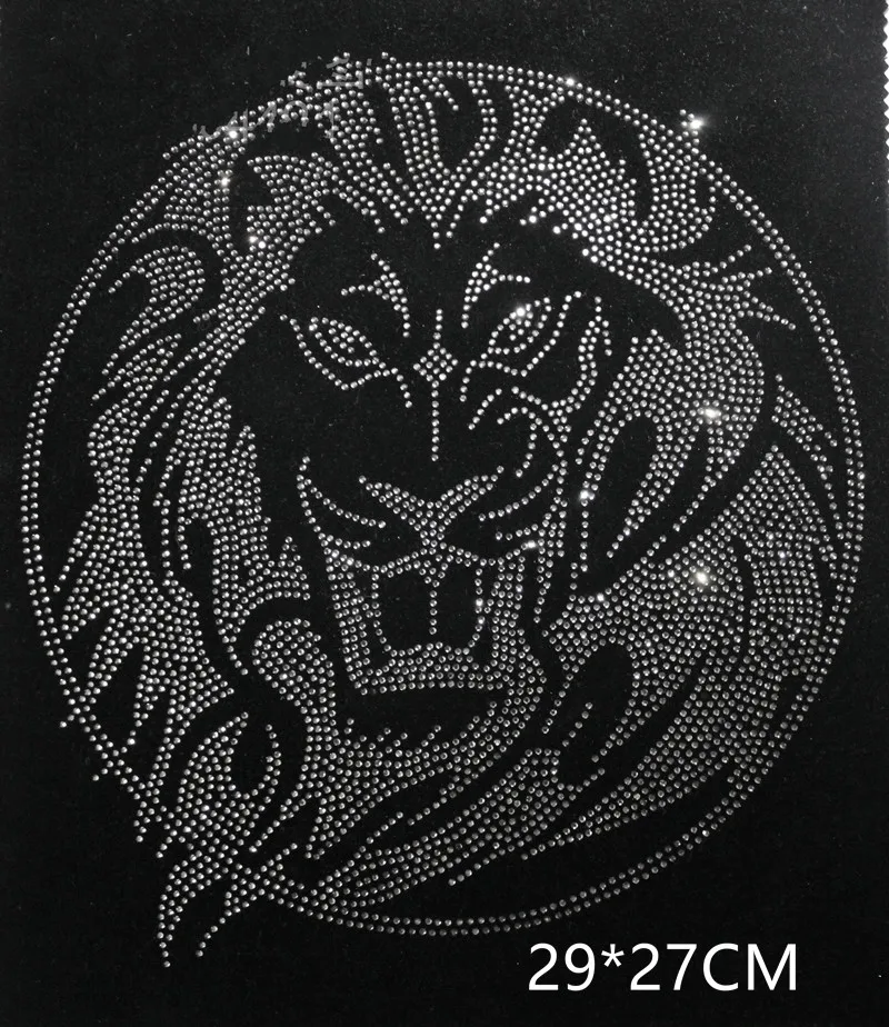 Lion Iron on Design, Hot Fix Lion Design , Rhinestone Lion Heat Transfer  Patch ,custom Clothing Iron on Applique , Rhinestones Lion Applique 