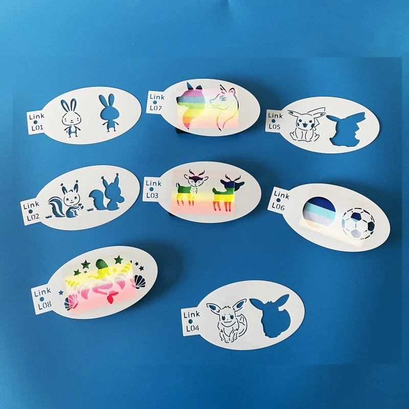 Stencils for Body Painting Face Art Halloween Birthday Party DIY Makeup Stamps Temporary Tattoos Reusable Stencils Plastics 2