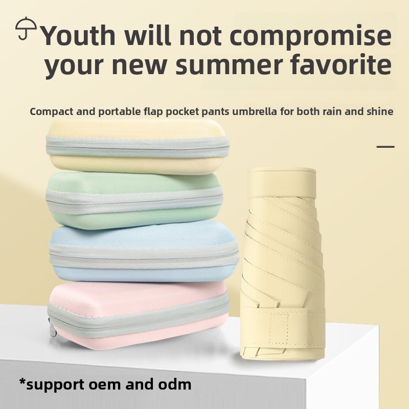 Umbrella Dual-purpose Women's Sun Protection and UV Rays Pocket Umbrella 6-fold Flat  Sun Umbrella Portable Umbrella