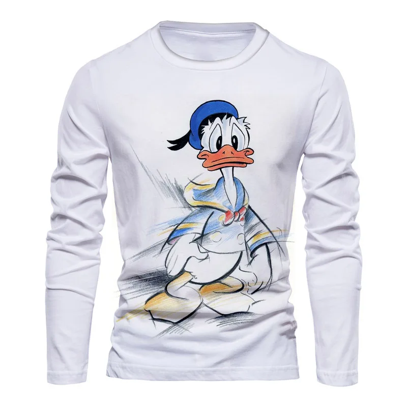 

Spring and Autumn New Disney Brand Stitch and Donald Duck Anime Street Casual Trend Men's Round Neck Long Sleeve T-Shirt