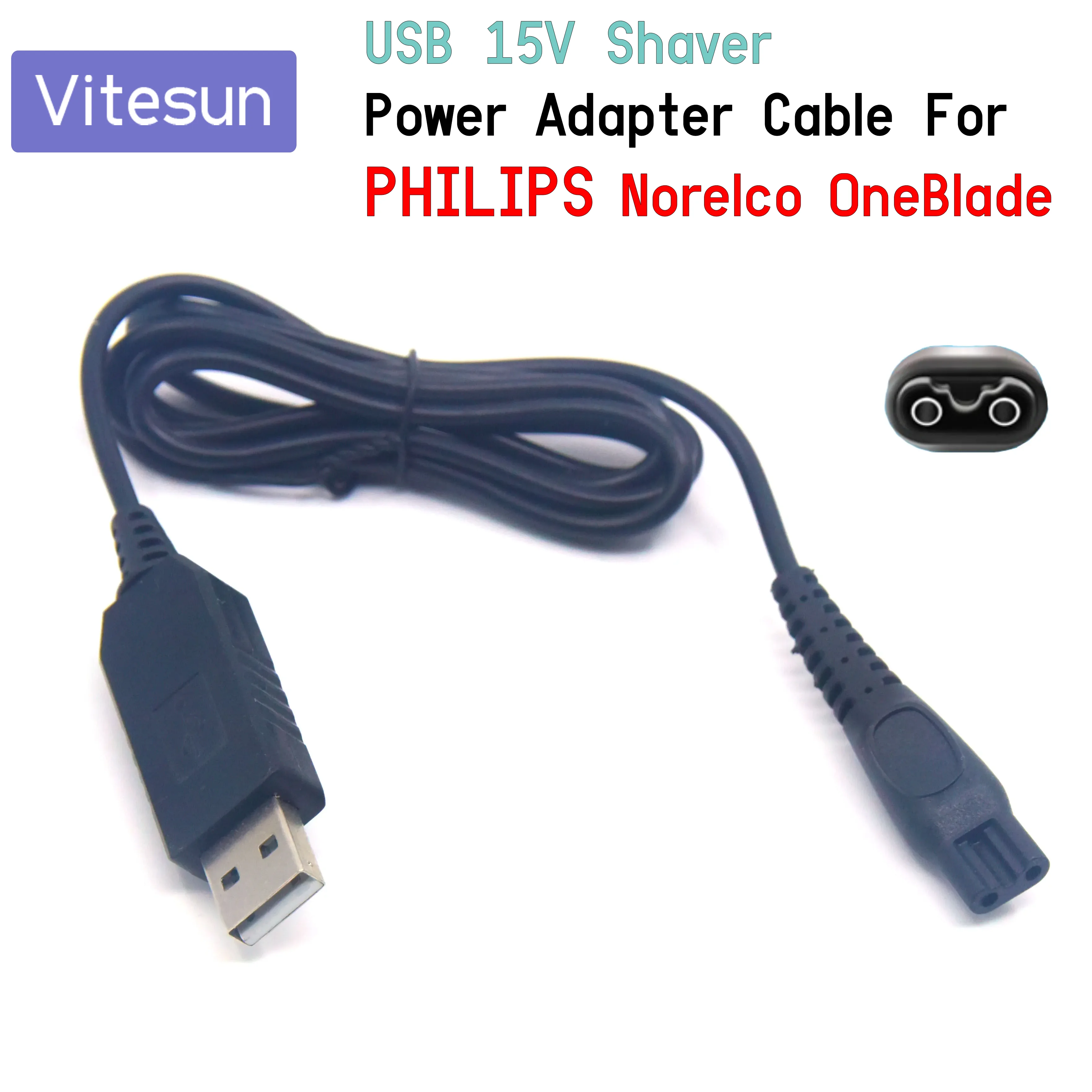 Shaver USB Charger Power Cable For Philips Electric Series 3000 5000 7000 9000 Norelco One Blade QP6520 QP6510