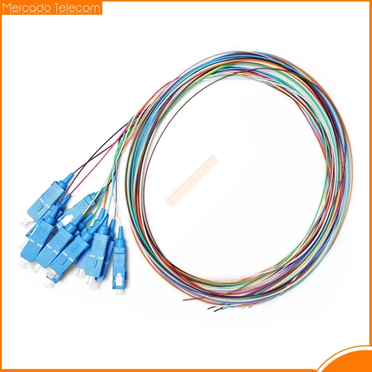 12 colors SC/UPC Single Mode fiber optic SM 9/125 pigtail PVC 0.9mm optical fiber cable ftth