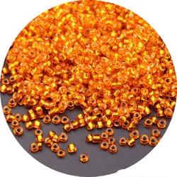 Luxurious Handmade Embroidery & Jewelry Craft Beads - Silver Glass Rice Beads - 1.5mm 1440pcs (Orange25)