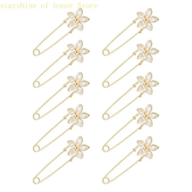 11ub 10pcs 꽃 모양 안전 핀 청바지 허리 조향기 가디건 칼라 클립 장식 브로치 스웨터 의류 핀