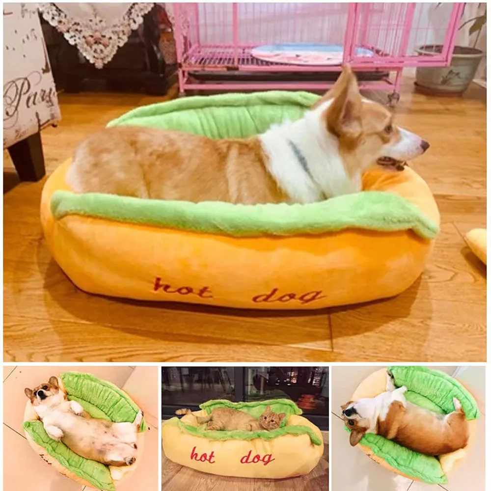 Teddy Poodle Hot Dog Kennel Detachable Washable Shiba Inu Kennel Pet Kennel Warm Pet Beds Hot