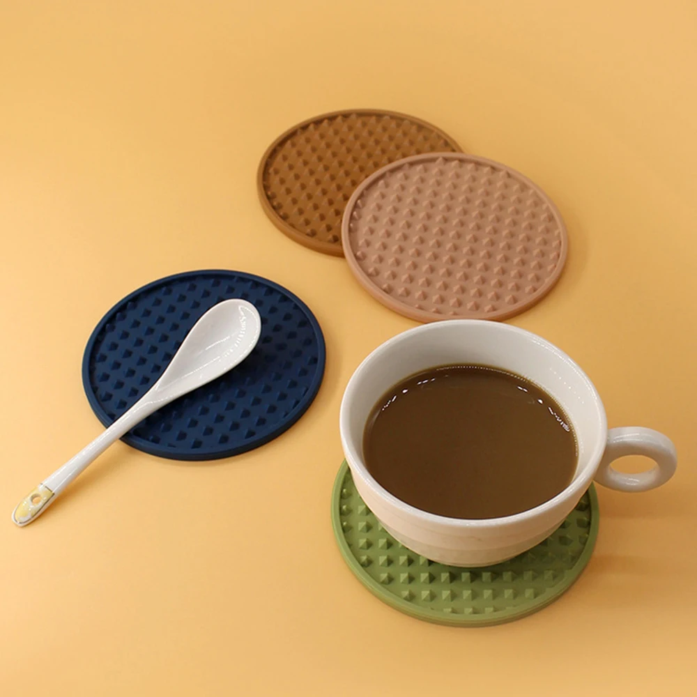 

Round Heat Resistant Rubber Tea Cup Mat, Coffee Mug, Glass Beverage Holder Pad, Table Saucer Decor, 10cm