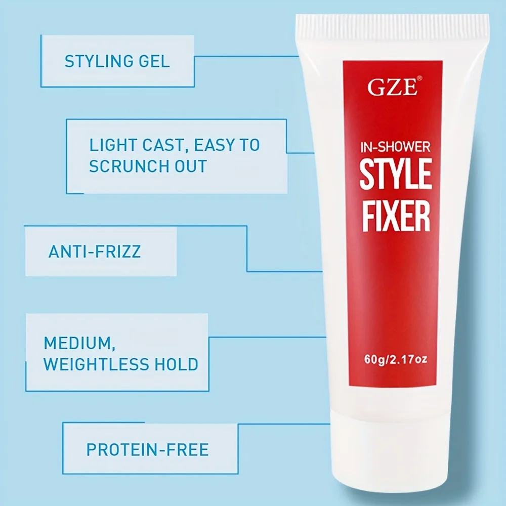 GZE In-Shower Style Fixer-Long-lasting Hold Hair Styling Gel for All Hair Types, Water-Activated Formula for Easy Application