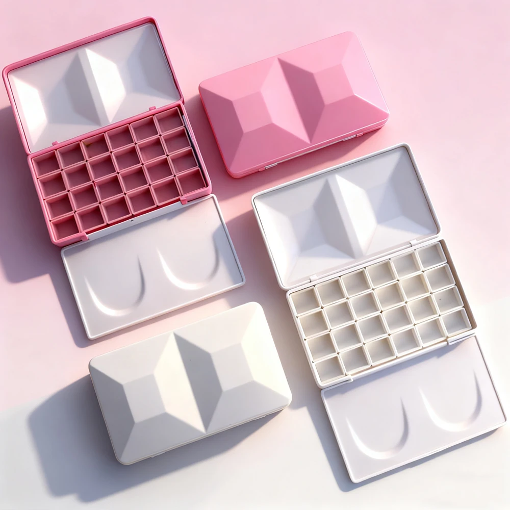 세미아트 1개 모조 에나멜 다이아몬드 페인팅 박스 여행용 케이스 팔레트 자석 포함 반팬 수채화 물감 소분용