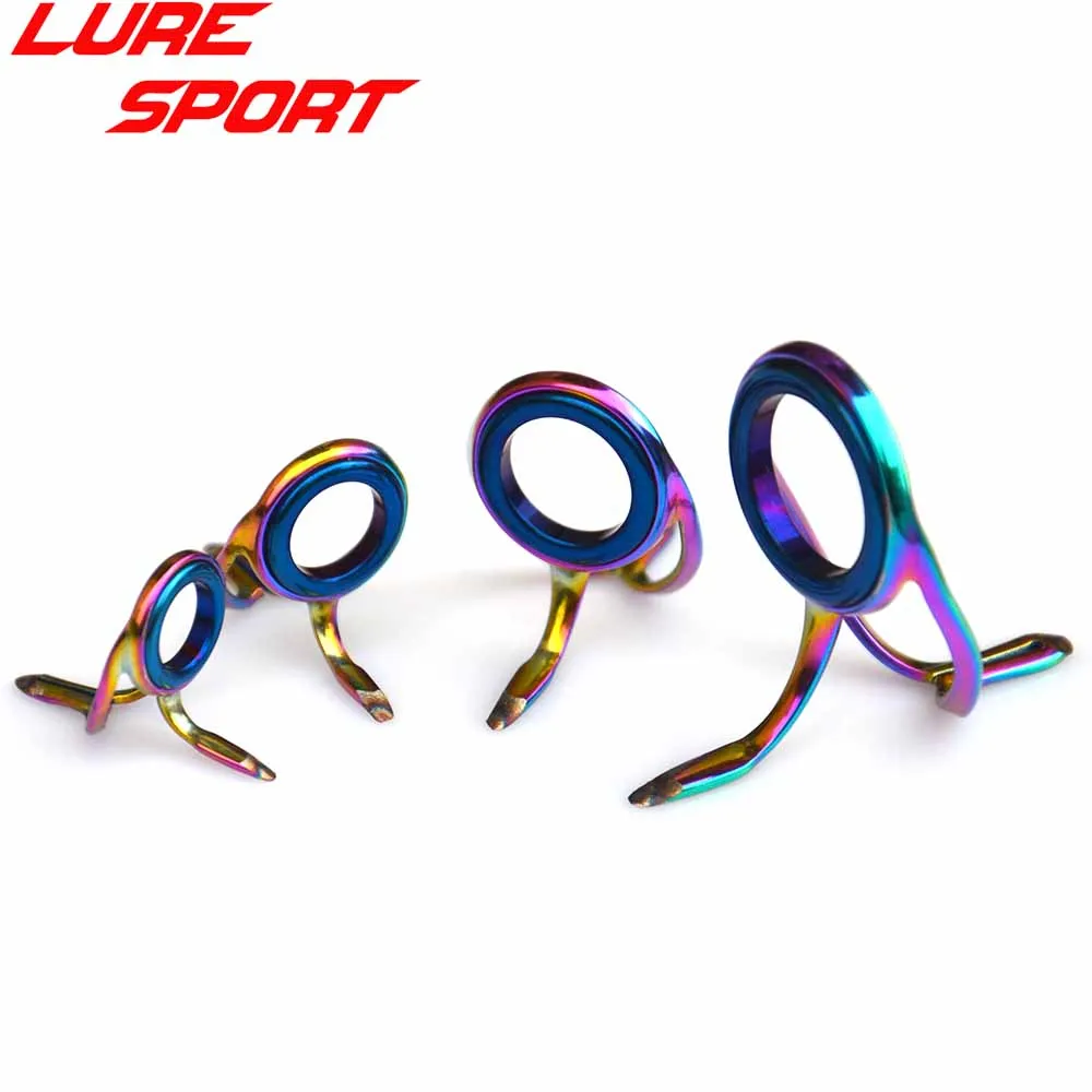Luresport 10pcs Mn Guide Rainbow Frame Blue Ring Fishing Rod