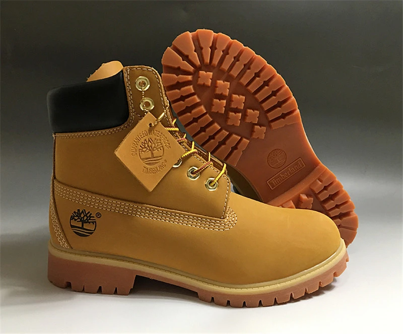 TIMBERLAND Botines Clásicos de Cuero Botas Altas, Color Amarillo Monocromático, Talla Europea 40 a 10061, Hombre y Mujer| | -