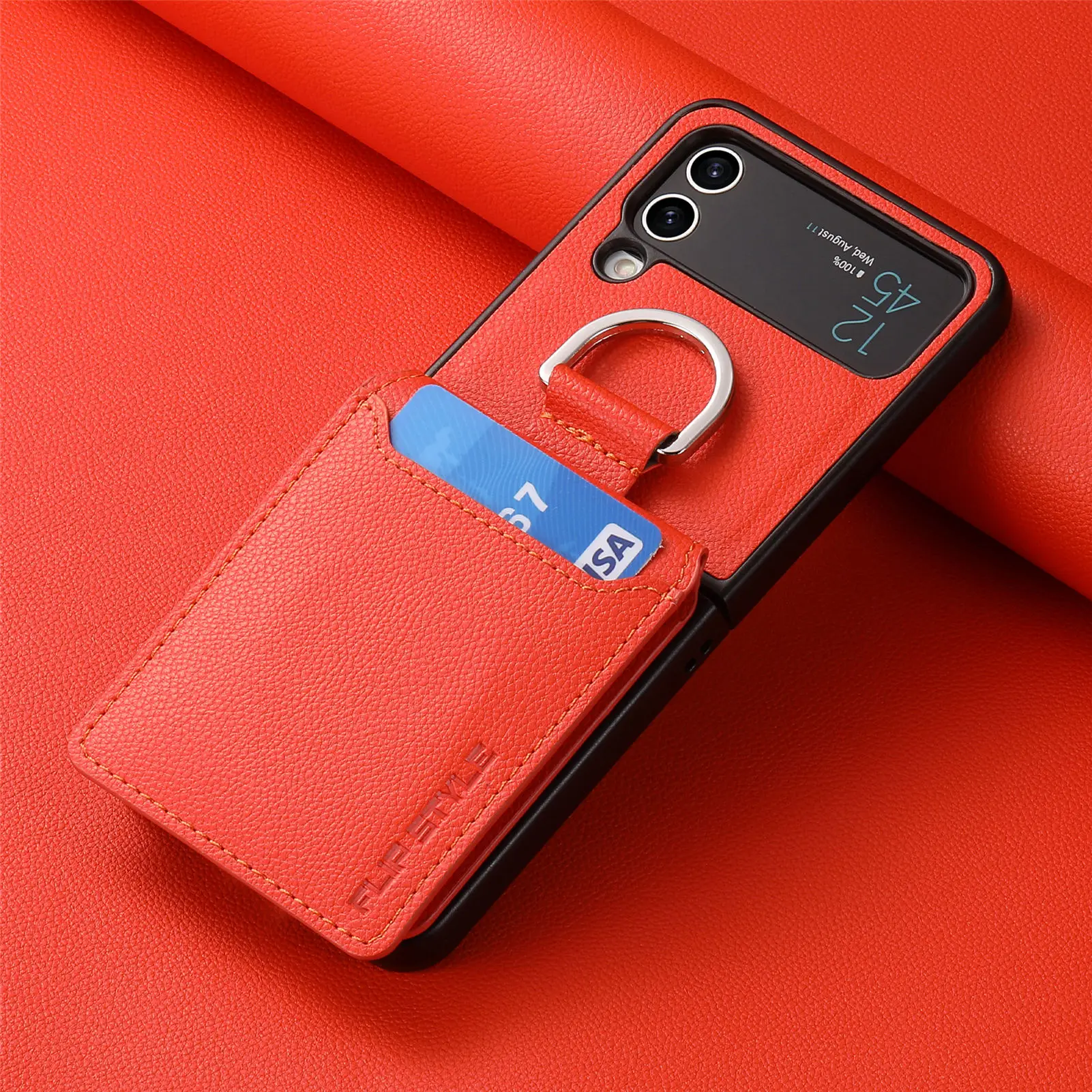 

Fall Protection Finger Ring Cover Case for Samsung Galaxy Z Flip 4 Flip4 5G Flip3 Flip5 Flip 3 5 Zflip4 Card Holder Wallet Bag