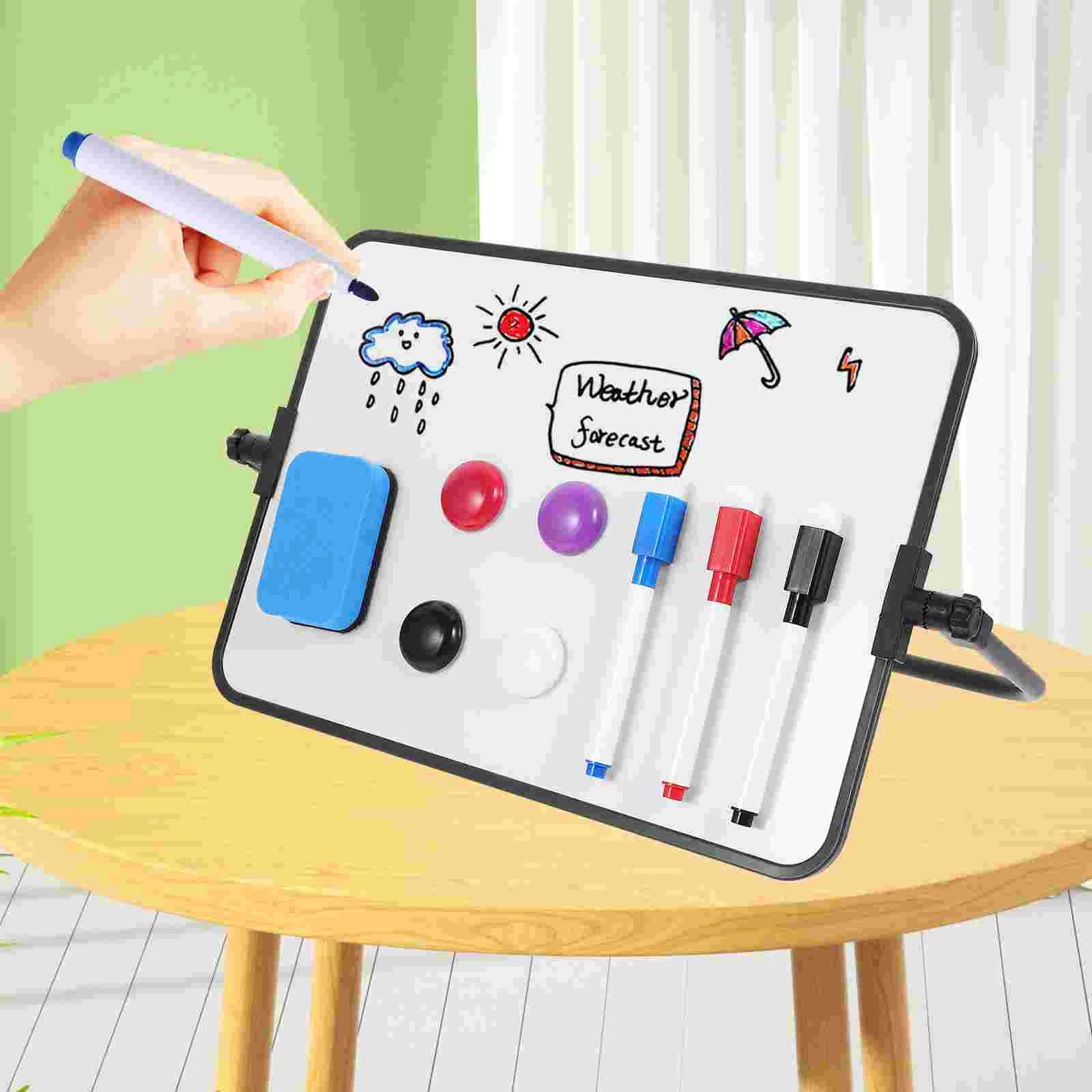 Magnet Double-Sided Magnetic Whiteboard Dry Erase Portable Calendar Office Note Message Stand (Blue) Boards Pp with