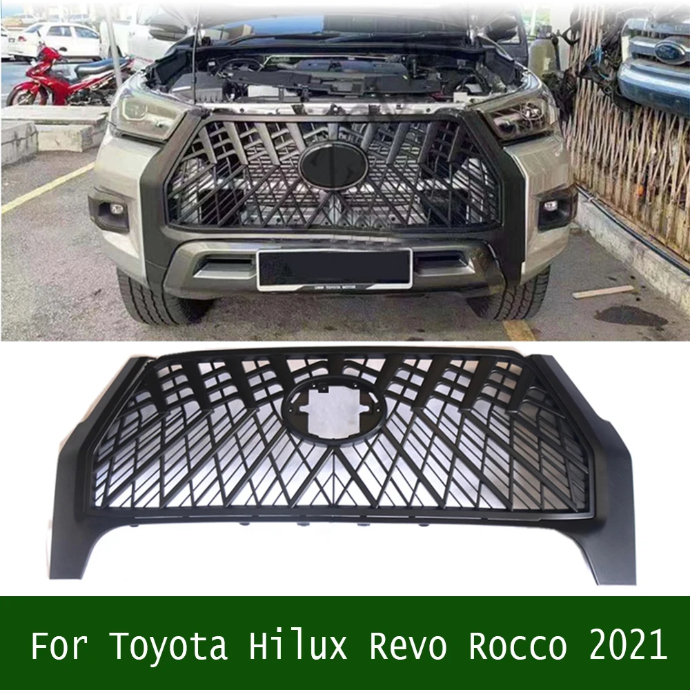 

For Toyota Hilux Revo Rocco 2021 Auto Accessories Front Bumper Mesh Cover Grills Pickup Modified Racing Grills For Hilux Grill