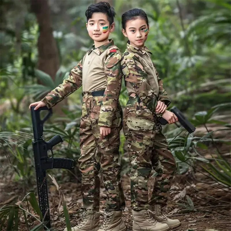 

120-160cm Boys Girls Us Army Military Uniform Airsoft Camouflage Combat Shirts Pants Tactical Disguise Kids Costumes Clothing