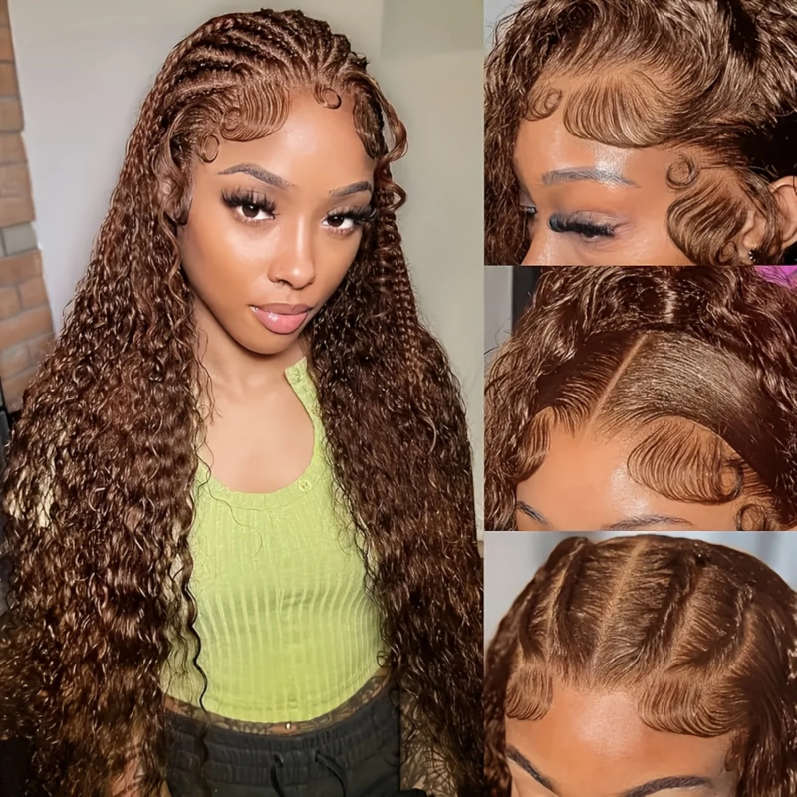 Chocolate Brown Curly Human Hair Wig 13x4 Lace Front Human Hair Wigs For Women Jerry Curly Glueless Wigs On Clearance Sale 3