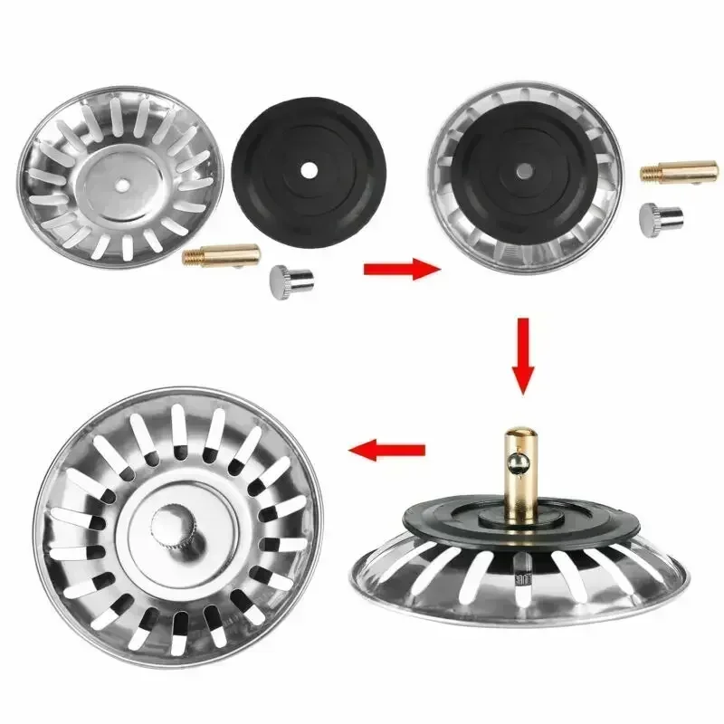 1/2Pcs Stainless Steel Replacement Strainer 80mm Kitchen Water Basin Sink Drainer Strainer Leach Home Waste Plug Stopper Filter sink filter kitchen sink filter sink strainer kitchen sink strainer