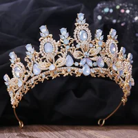 Gold Color Champagne Royal Queen Rhinestone Wedding Crown for Women Crystal Banquet Tiara Party Costume Hair Jewelry Accessories - Image 3