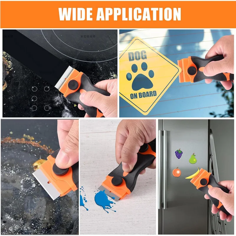 Window Scraper Tool Double Edged Non Scratch with Metal/Plastic Blades