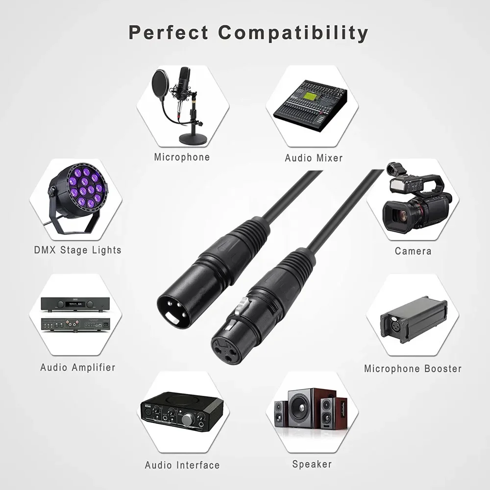 XLR cable connection line 3Pin male to female signal control line, par light sur