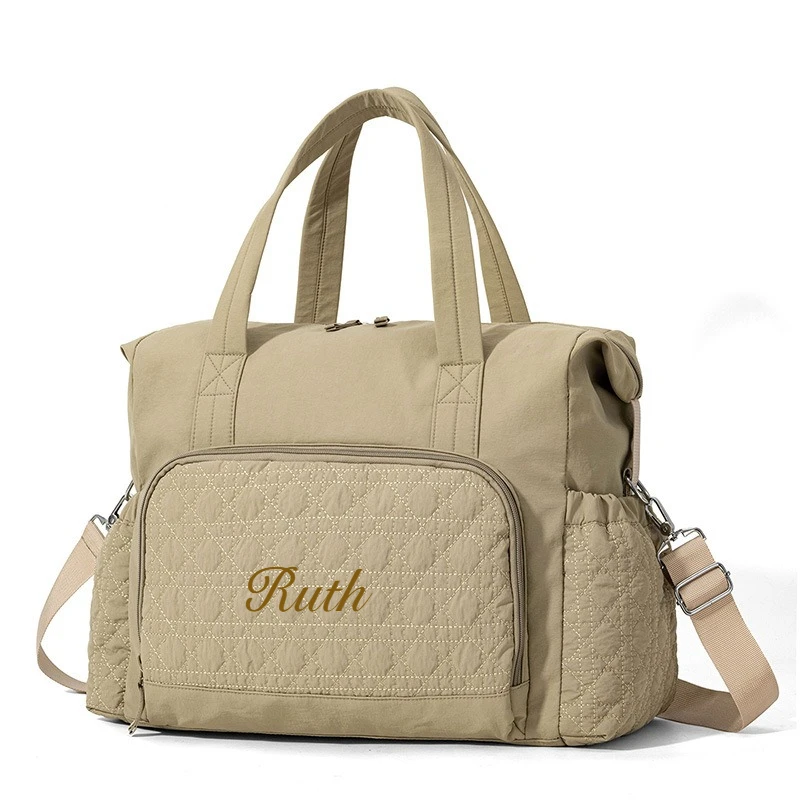 Personalized Large Capacity Mommy Bag For Women Tote Diaper Nappy Custom Baby Name Shoulder Solid Color Maternity Bags_voghion.com