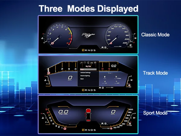 Panel de Instrumentos Digital Linux de 12.3 Pulgadas para Ford Mustang 2015-2021 LHD, Pantalla LCD para el Tablero, Cabina Virtual, Velocímetro 2