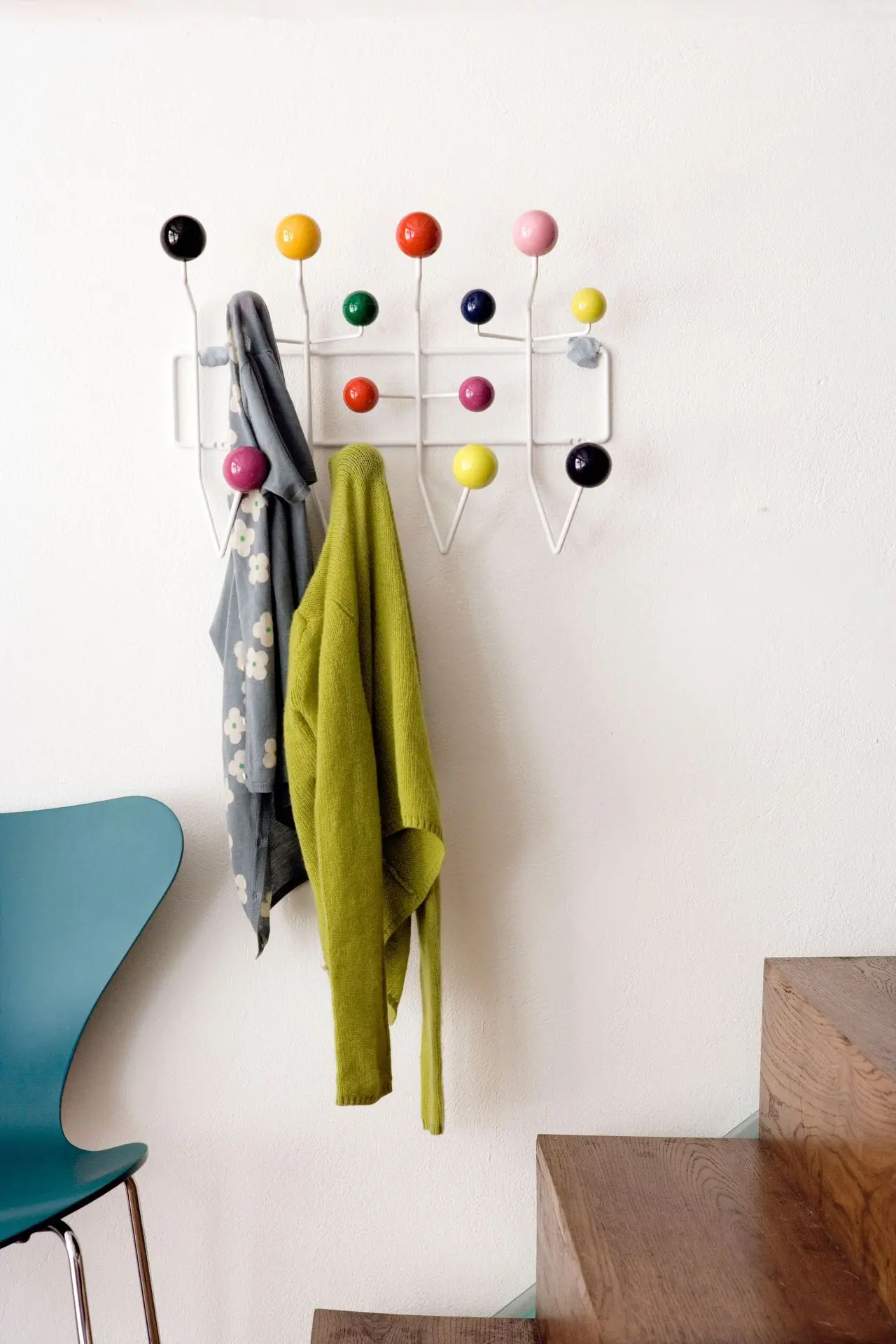 Wall-Mounted Wood Coat Rack Hang It All Wall Hanger Iron Hat Clothes Storage Candy Keys Hook with Back Adhesive