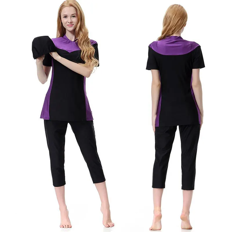 Women Elegant Swimwear 3pcs Short Sleeve Lady Swimsuits Muslim Islamic Burkini Dubai Turkey Arabic Tankini S-3XL Maillot De Bain women swimwear muslim swimwear