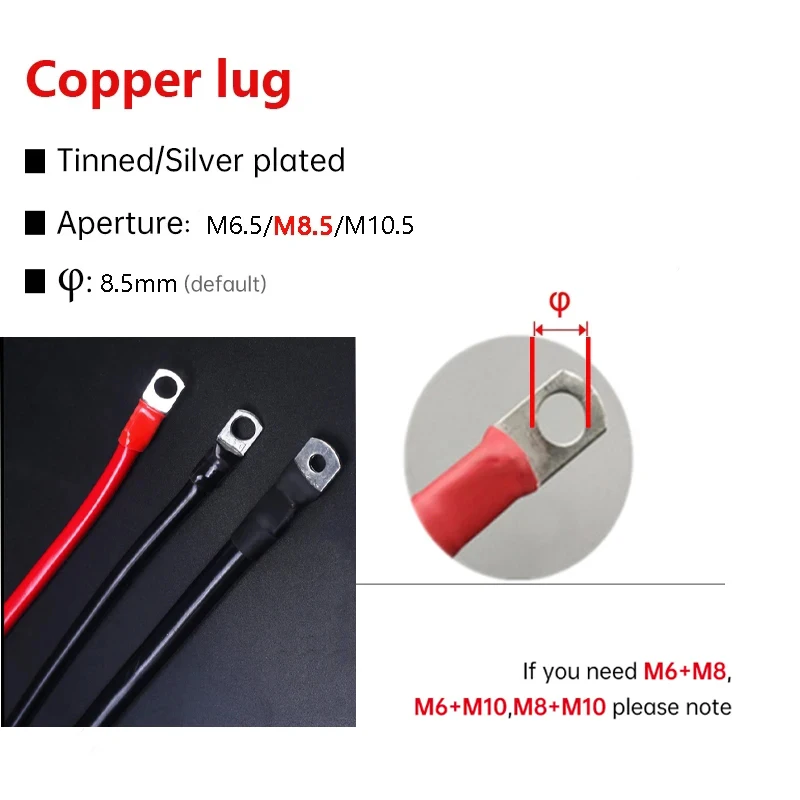 FONGKNOX Cavo Batteria In Rame 35 Mm² (2 AWG) - 35 Cm Con Terminali A O - Coppia Di Cavi Rosso/Nero Per Auto, Camper, Barche, Impianti Solari