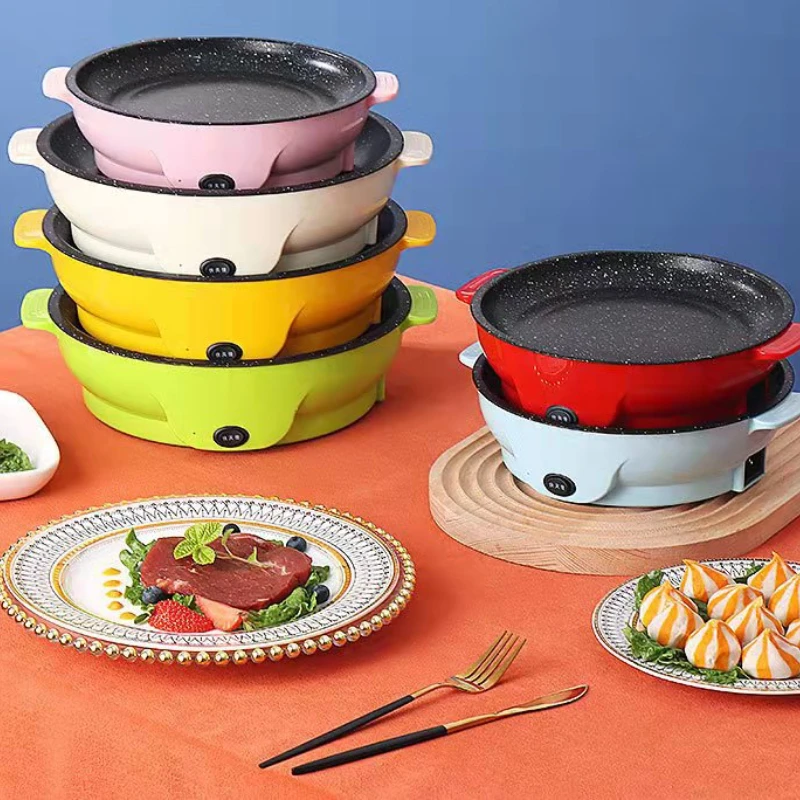 

220V Multi Cookers Smokeless Frying Pan Steak BBQ Mini Multi-Function Electric Cooker Non-Stick Rice Pan 600W Kitchen Appliances