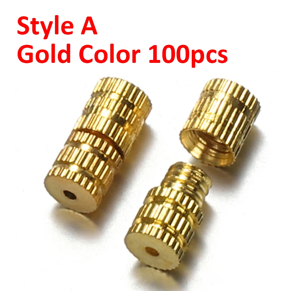 100pcs Cylinder Fasteners Buckles Closed Beading End Clasp Screw Clasps for DIY Bracelet Necklace Connectors Jewelry