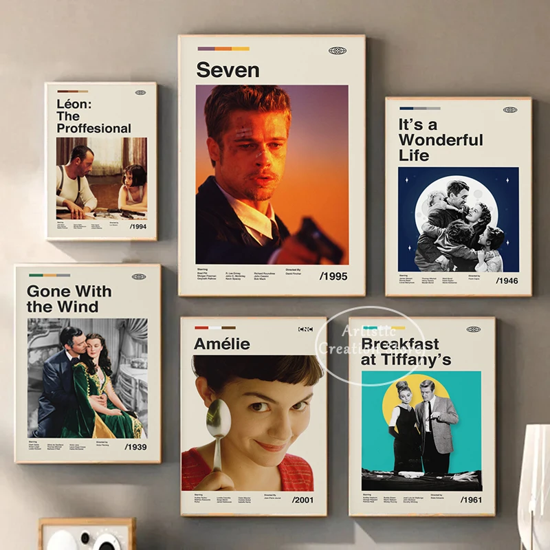 Vintage Classic Movie Poster Retro Famous Star Portrait Canvas Painting Minimalista Mid Century Prints Coffee Bar Room Decor