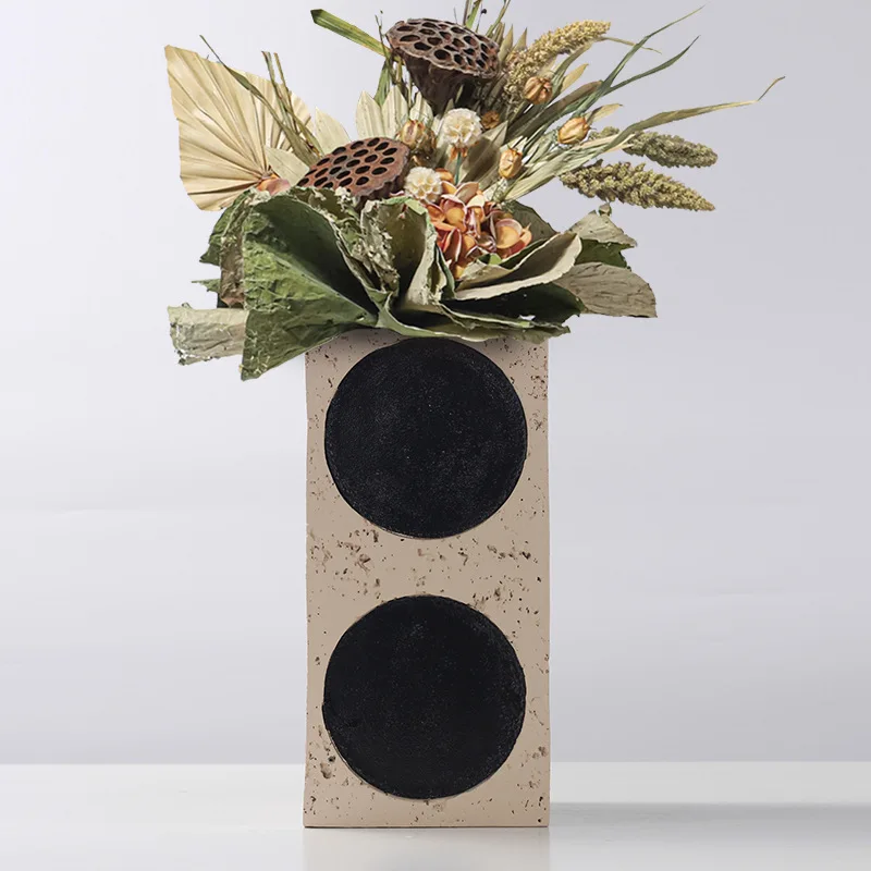 

Wabi-sabi style creative square dot vase ornaments model room sales office B&B hotel art flower ware decorations